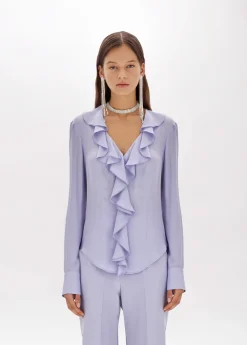 Silk crêpe de Chine blouse with ruffles