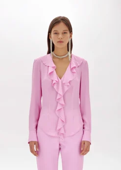Silk crêpe de Chine blouse with ruffles