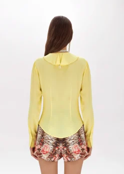 Silk crêpe de Chine blouse with ruffles