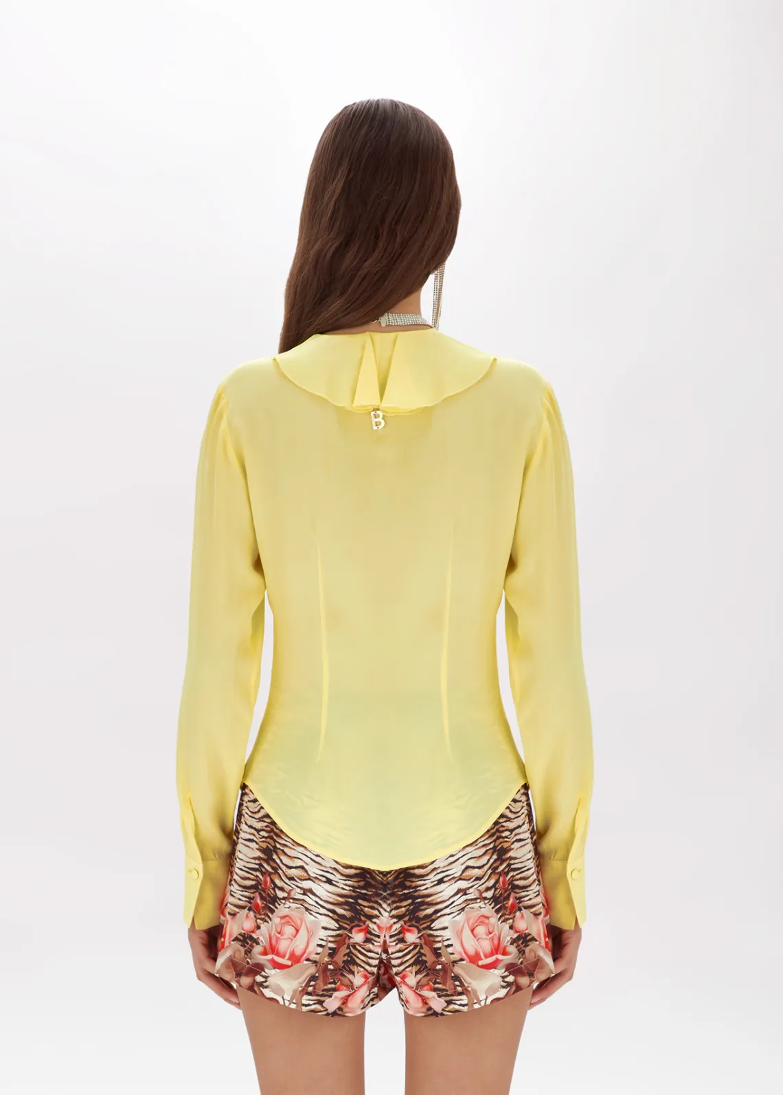 Silk crêpe de Chine blouse with ruffles