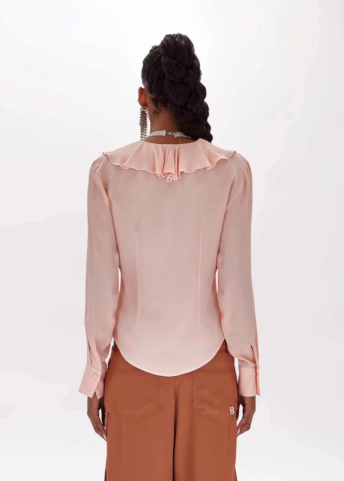 Silk crêpe de Chine blouse with ruffles