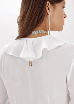 Silk crêpe de Chine blouse with ruffles