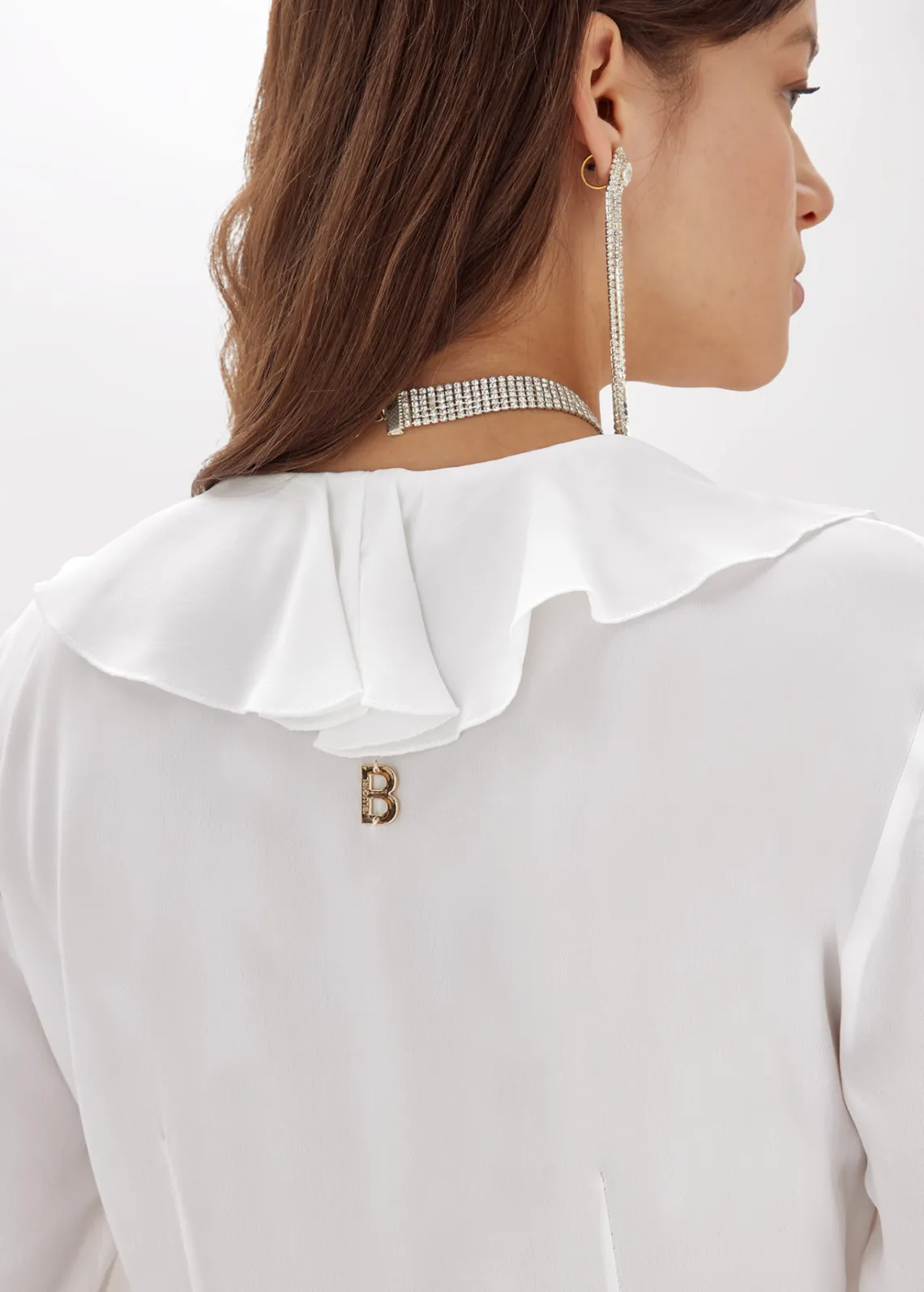 Silk crêpe de Chine blouse with ruffles