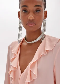 Silk crêpe de Chine blouse with ruffles