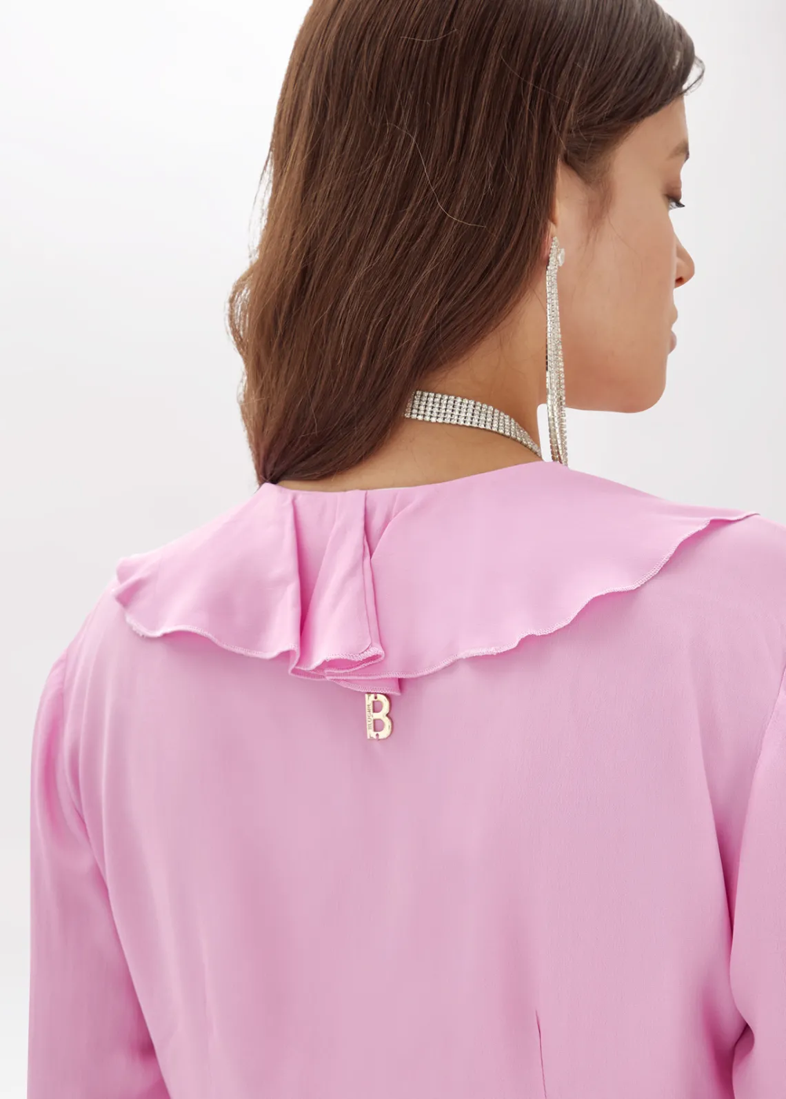 Silk crêpe de Chine blouse with ruffles