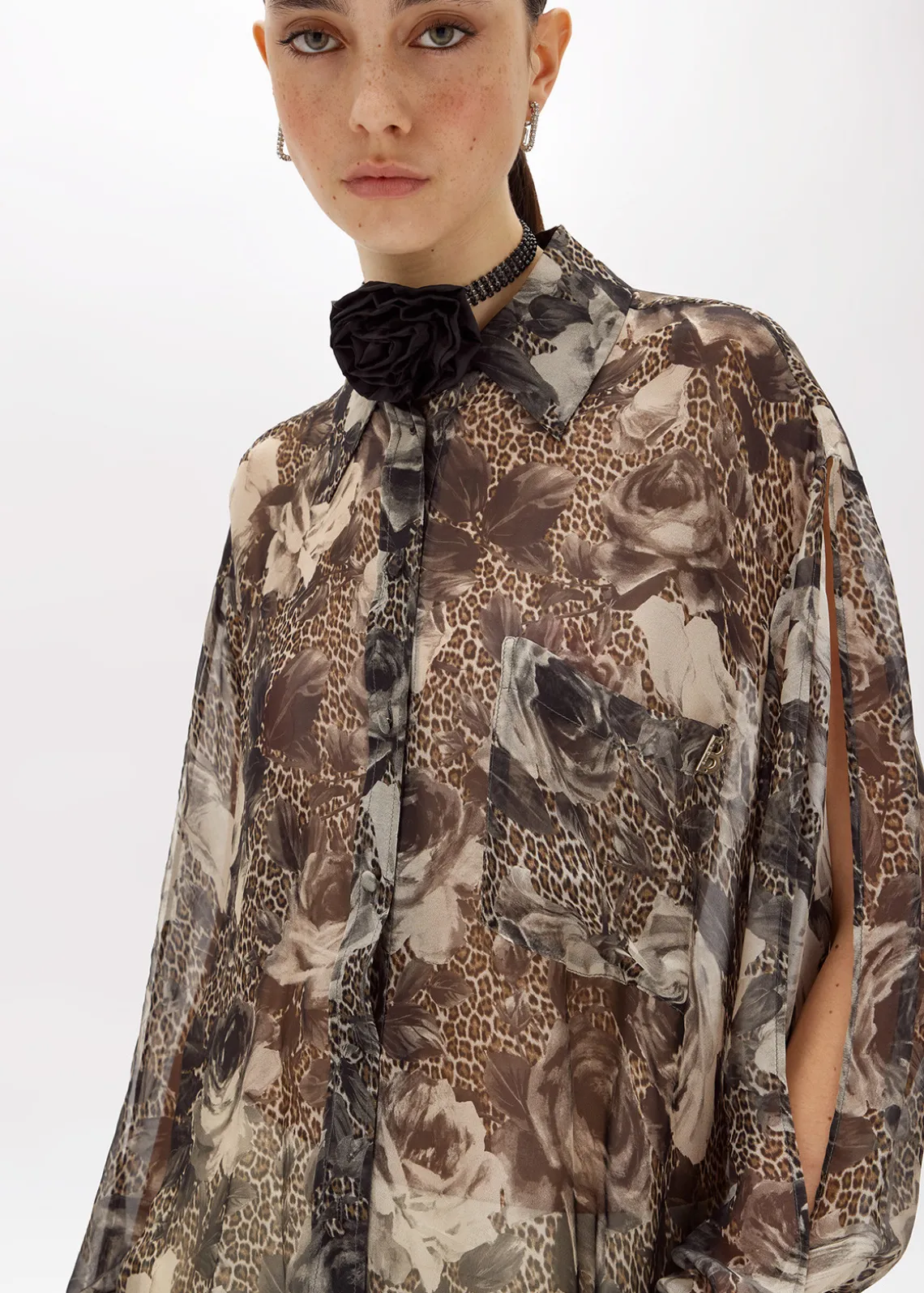 SILK SHIRT WITH ROSE PRINT