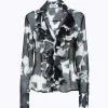 SILK-BLEND RUFFLE SHIRT WITH ROSES