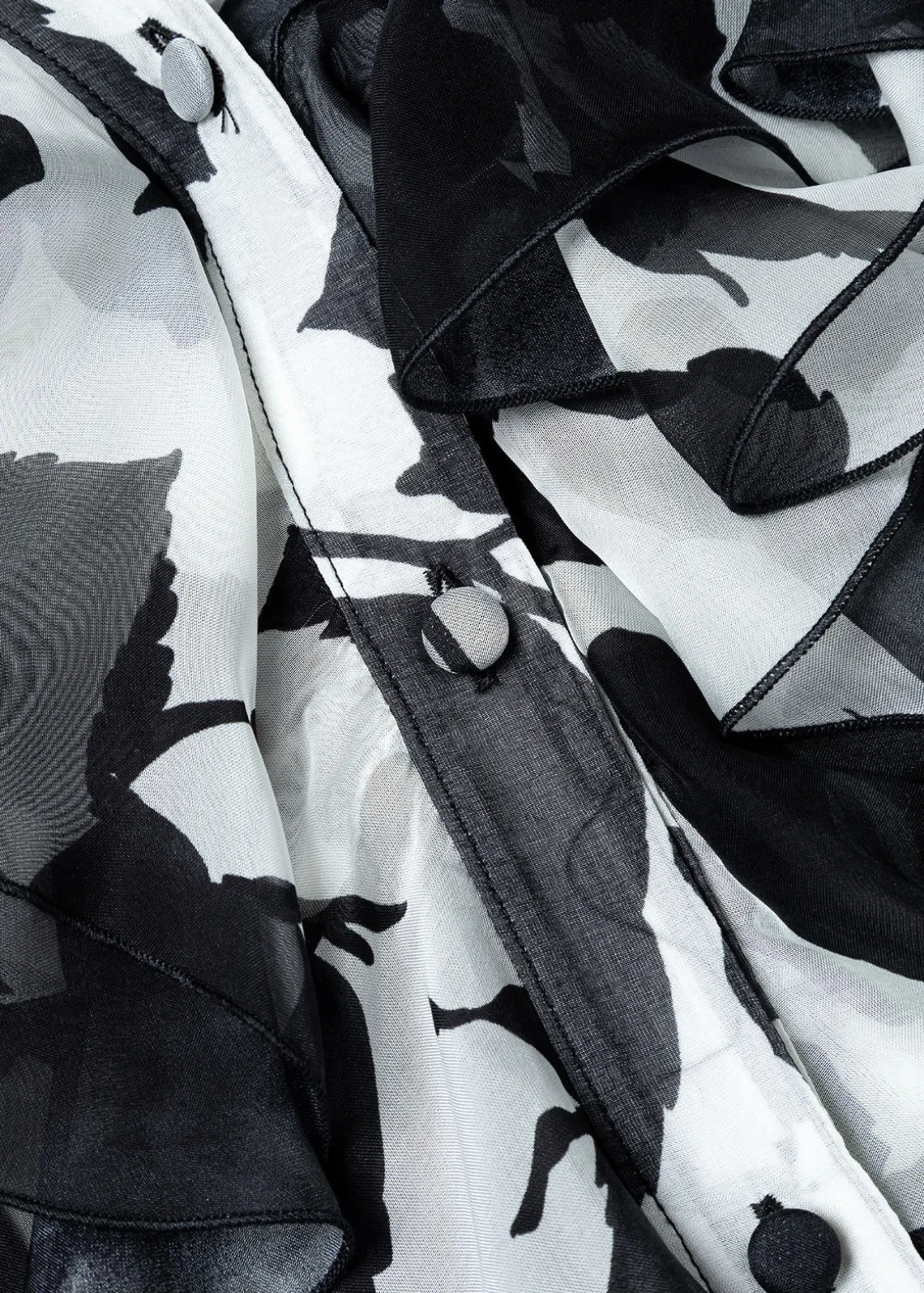 SILK-BLEND RUFFLE SHIRT WITH ROSES