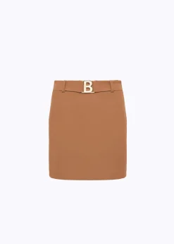 SKIRT IN CADY WITH LOGO BUCKLE