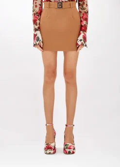 SKIRT IN CADY WITH LOGO BUCKLE