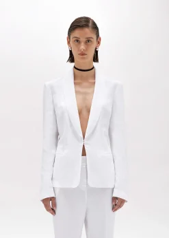 SLIM FIT BLAZER JACKET IN LINEN BLEND