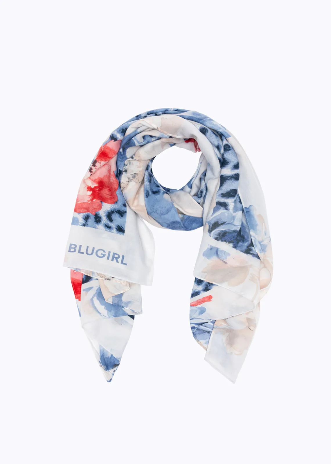 STOLE WITH ANIMAL PRINT AND ROSES