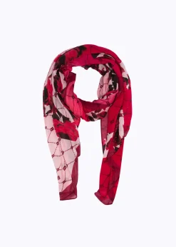 STOLE WITH LOGO AND ROSE PATTERN