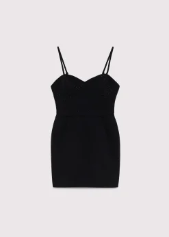 STRETCH CREPE DRESS WITH RHINESTONES
