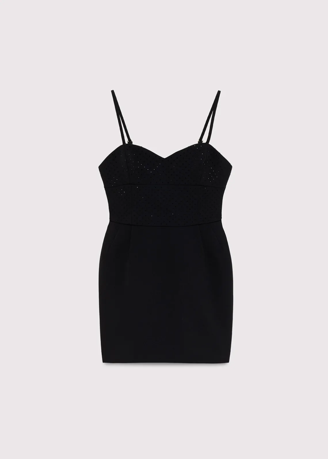 STRETCH CREPE DRESS WITH RHINESTONES