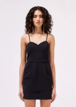 STRETCH CREPE DRESS WITH RHINESTONES
