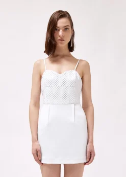 STRETCH CREPE DRESS WITH RHINESTONES