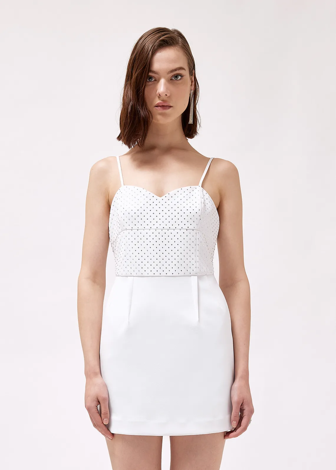 STRETCH CREPE DRESS WITH RHINESTONES