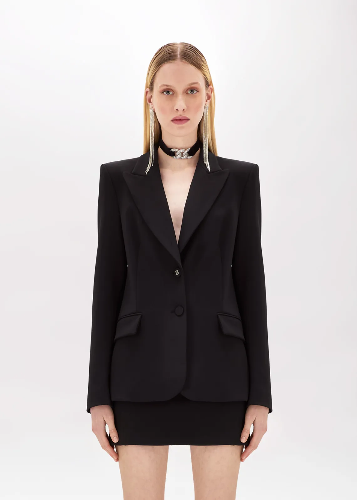 Stretch crêpe blazer jacket