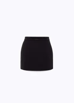 Stretch crêpe mini skirt with rhinestones