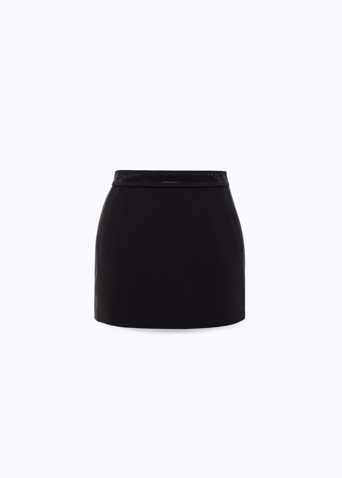 Stretch crêpe mini skirt with rhinestones