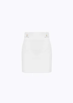 Stretch crêpe mini skirt with belts