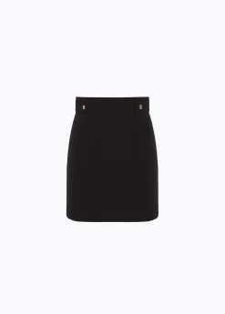 Stretch crêpe mini skirt with belts