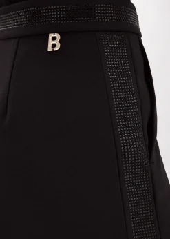 Stretch crêpe mini skirt with rhinestones
