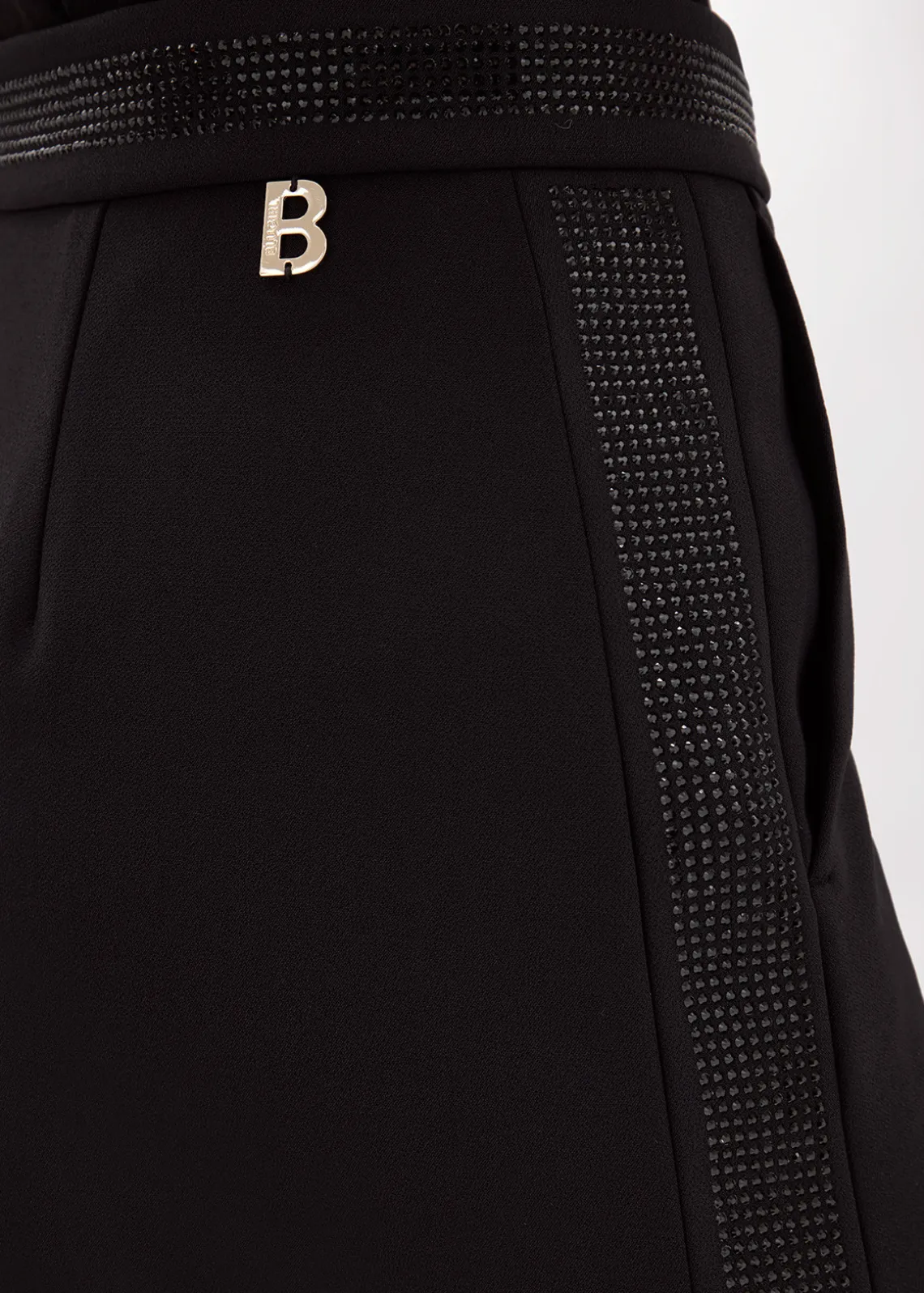 Stretch crêpe mini skirt with rhinestones