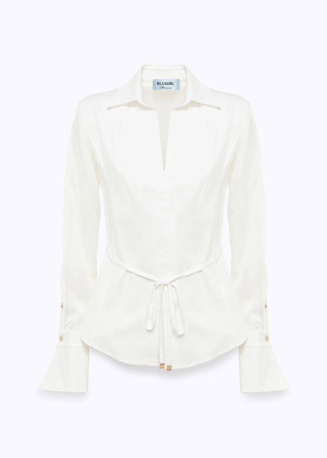 STRETCH POPLIN SHIRT WITH RUFFLES