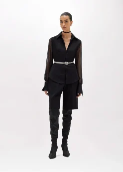 STRETCH POPLIN SHIRT WITH RUFFLES