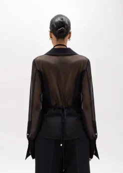 STRETCH POPLIN SHIRT WITH RUFFLES