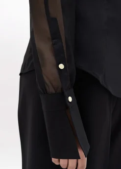 STRETCH POPLIN SHIRT WITH RUFFLES