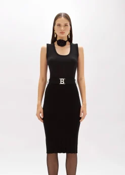 STRETCH VISCOSE MIDI SKIRT