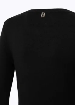 STRIPED SWEATER WITH ROSE BROOCH
