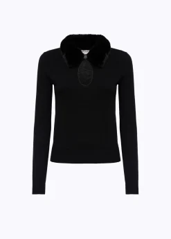 SWEATER ANIMALIER WITH FAUX FUR