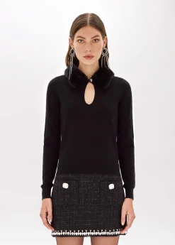 SWEATER ANIMALIER WITH FAUX FUR