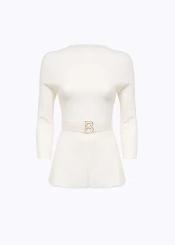 SWEATER WITH BRANDED BELT