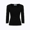 SWEATER WITH ROSE EMBROIDERY AND CORAL BEAD DETAILS