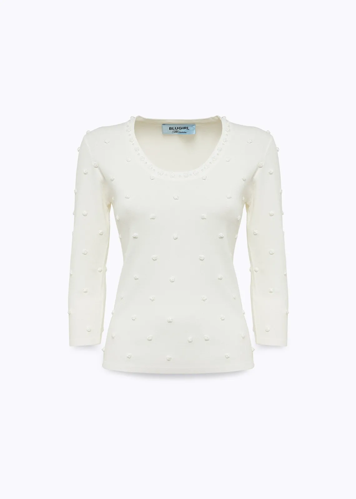 SWEATER WITH ROSE EMBROIDERY AND CORAL BEAD DETAILS