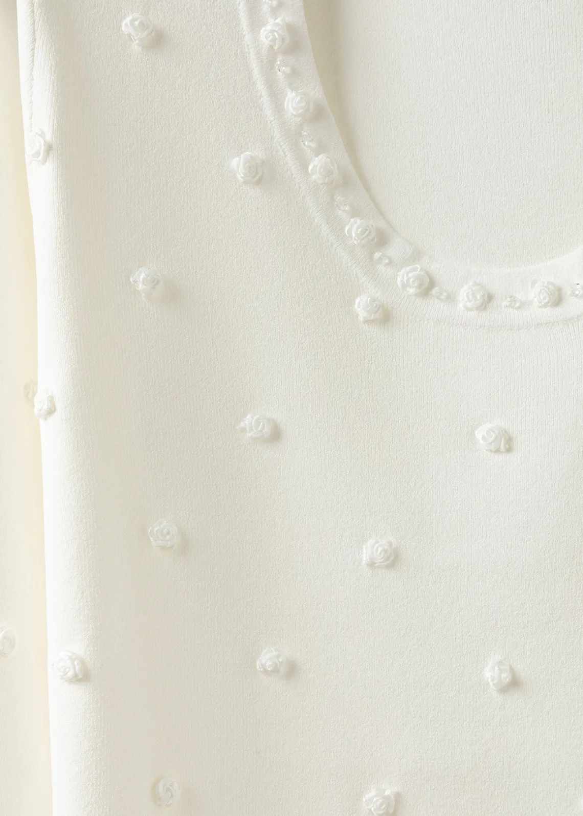 SWEATER WITH ROSE EMBROIDERY AND CORAL BEAD DETAILS
