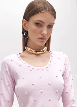 SWEATER WITH ROSE EMBROIDERY AND CORAL BEAD DETAILS