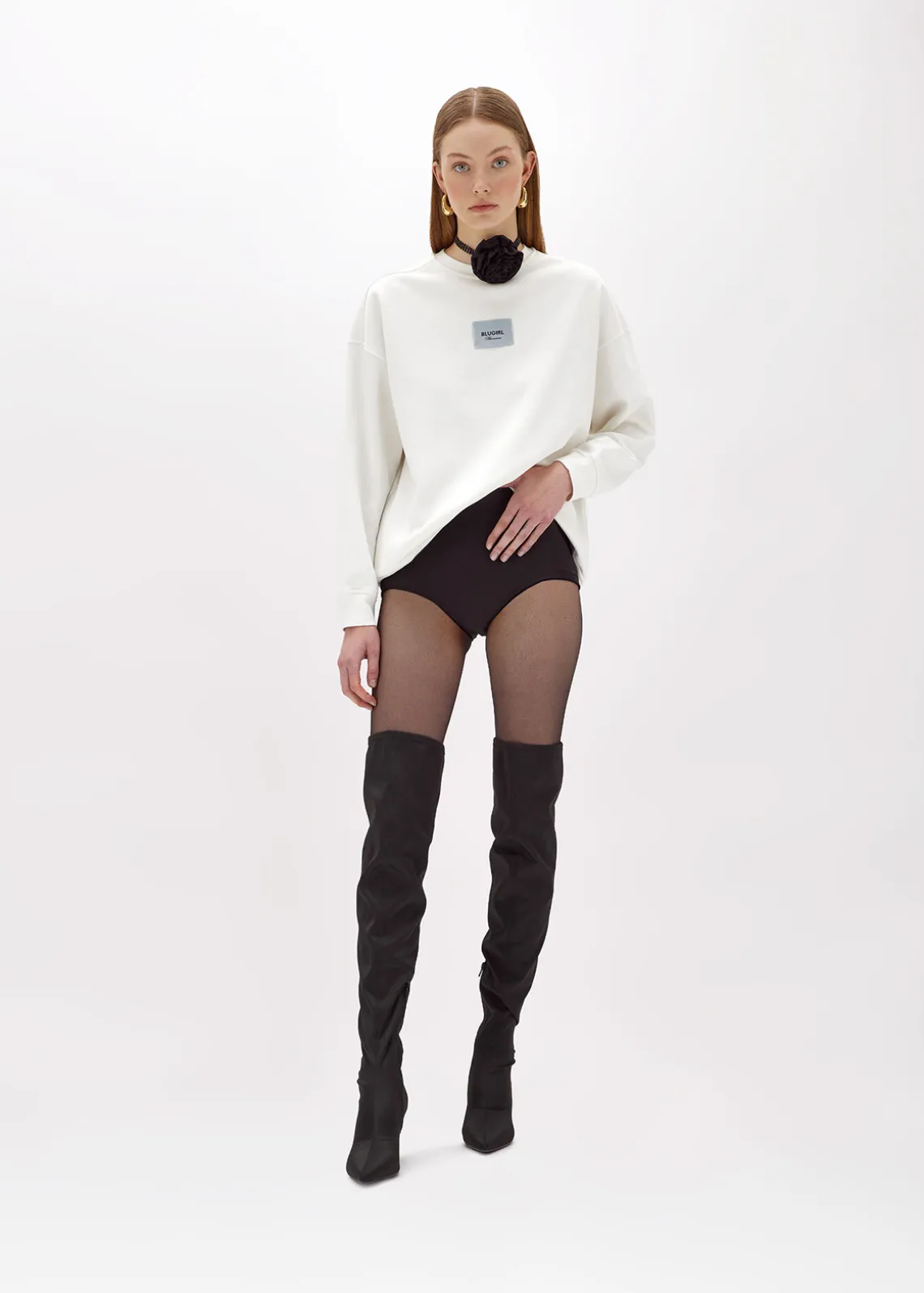 SWEATSHIRT IN STRETCH COTTON WITH LOGO