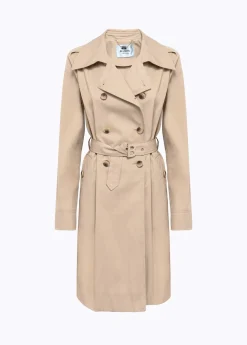 Trench coat in gabardine cotton blend.