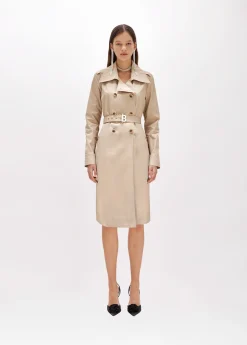 Trench coat in gabardine cotton blend.