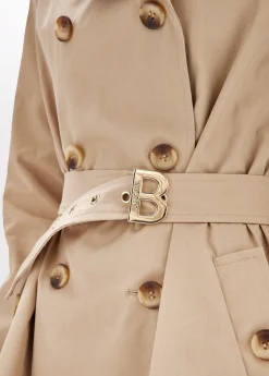 Trench coat in gabardine cotton blend.