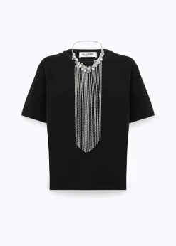 T-SHIRT IN COTTON WITH CRYSTAL NECKLACE