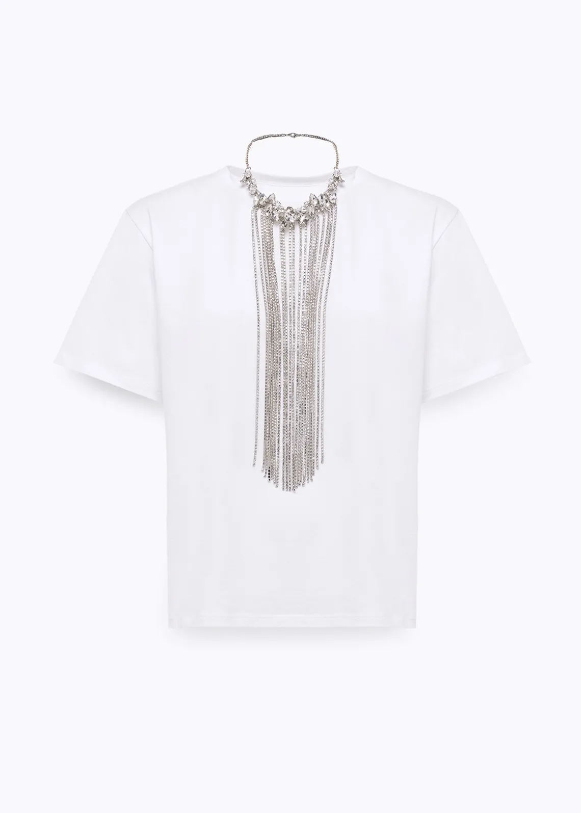 T-SHIRT IN COTTON WITH CRYSTAL NECKLACE