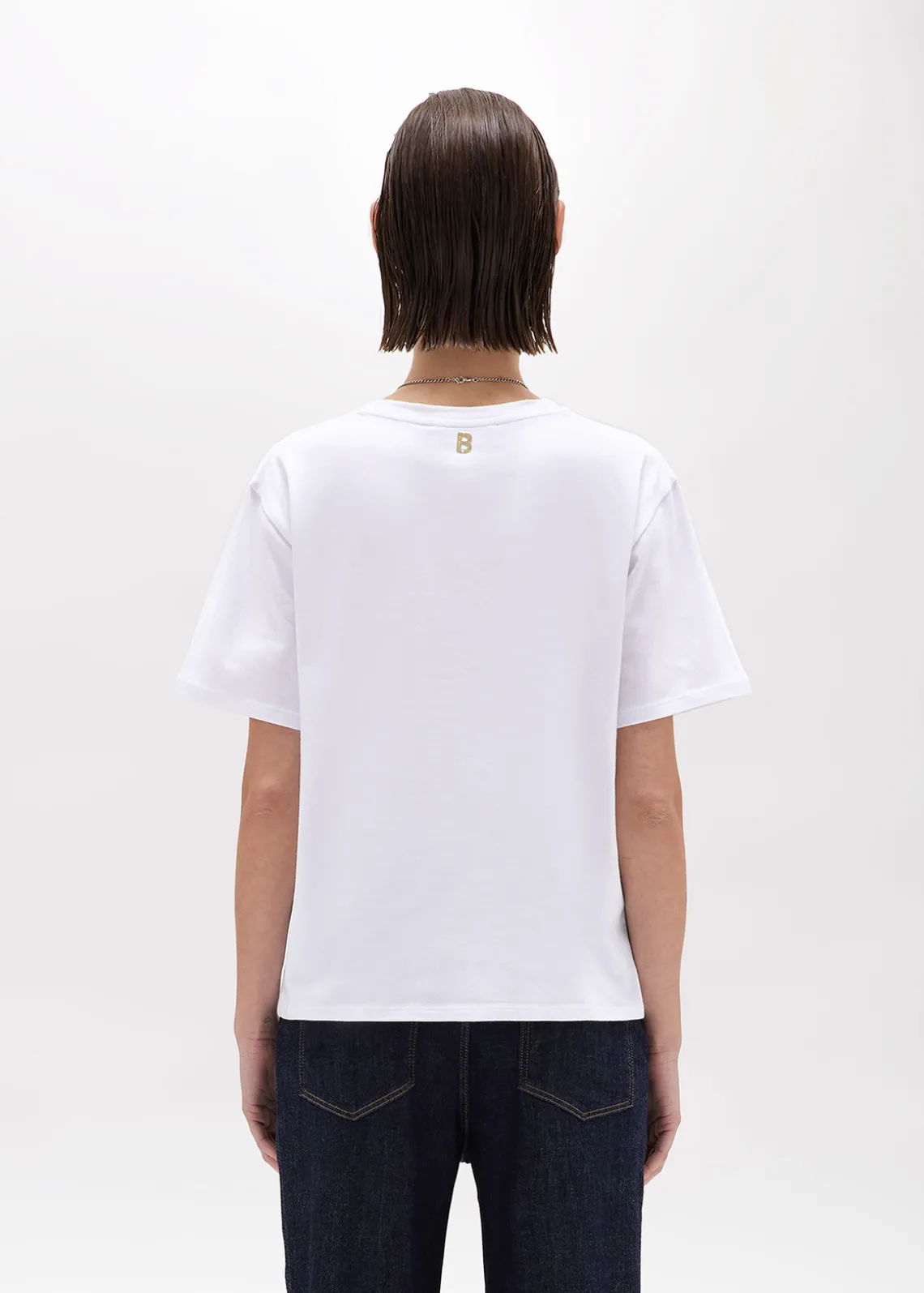 T-SHIRT IN COTTON WITH CRYSTAL NECKLACE
