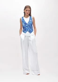 VEST-EFFECT JERSEY T-SHIRT WITH SATIN DETAILS